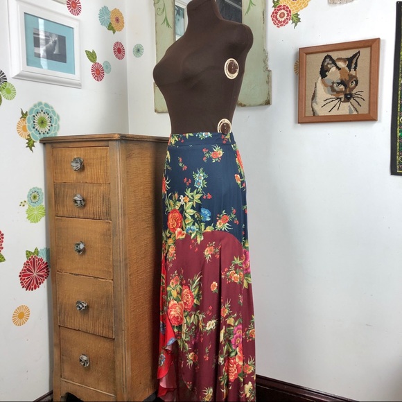 Anthropologie FarmRio Floral Patchwork Skirt XS - Picture 5 of 8